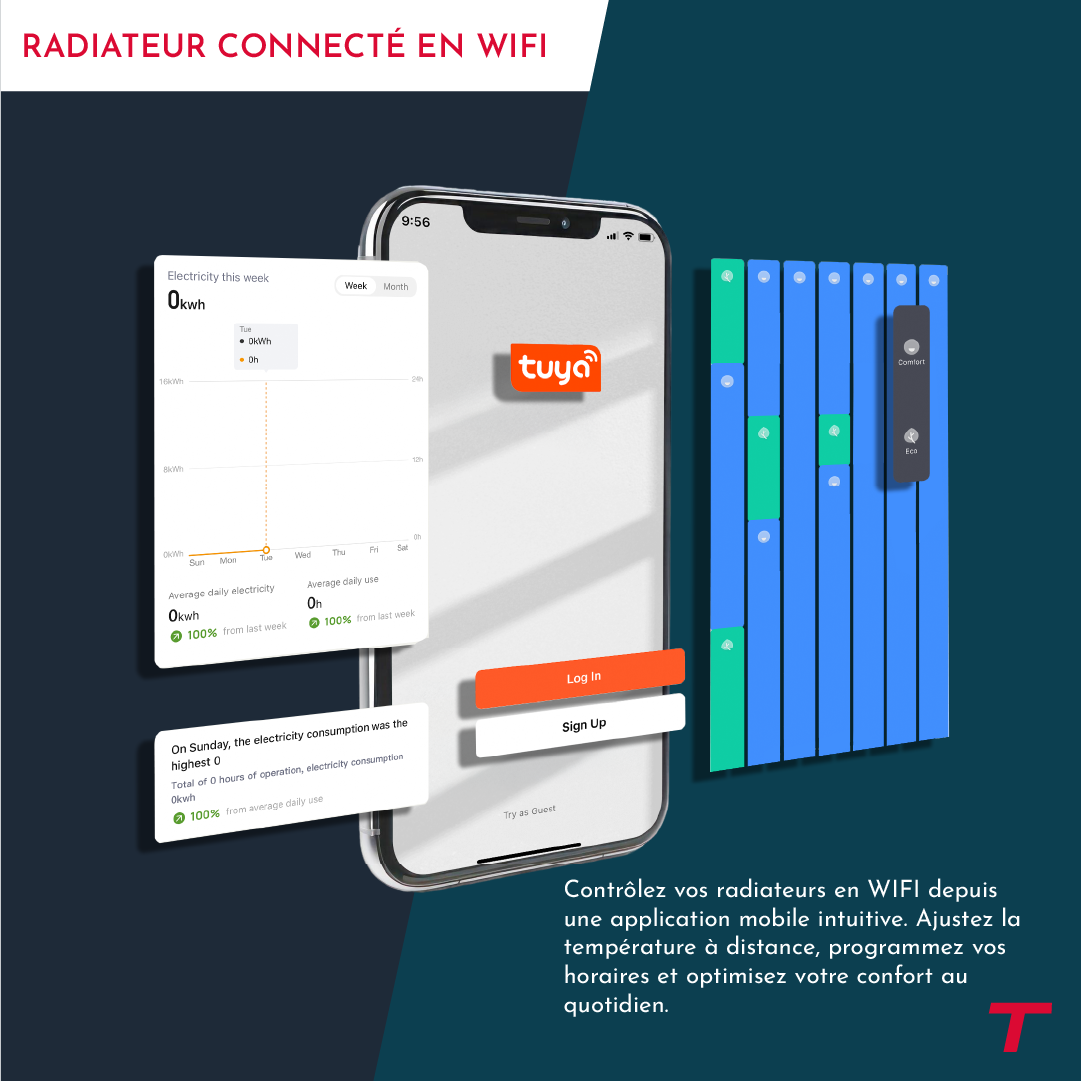 Sèche-serviette électrique sans fluide connecté WiFi 500W Thomson COSMO blanc - 6