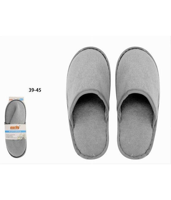 Pantofola Pantofole Su Amazon Trade Shop Coppia Pantofole Ciabatte Bagno Chiuse Tessuto Grigio