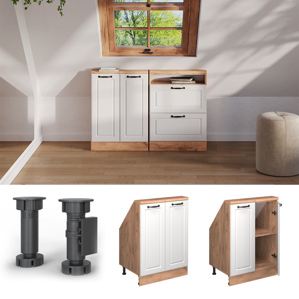 Vicco Szafa skosna Rion, Biały dworek/złoty dąb, z 2 drzwiami - 5