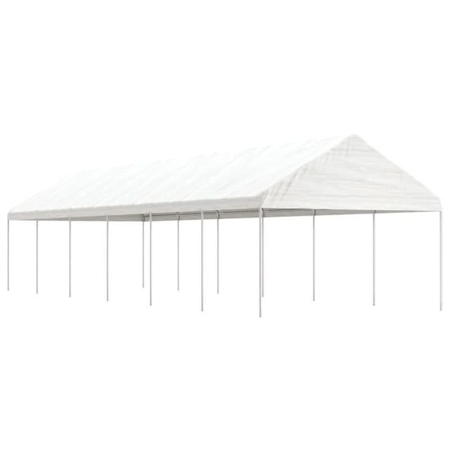 Gazebo con tetto bianco 13,38x4,08x3,22 mt in polietilene