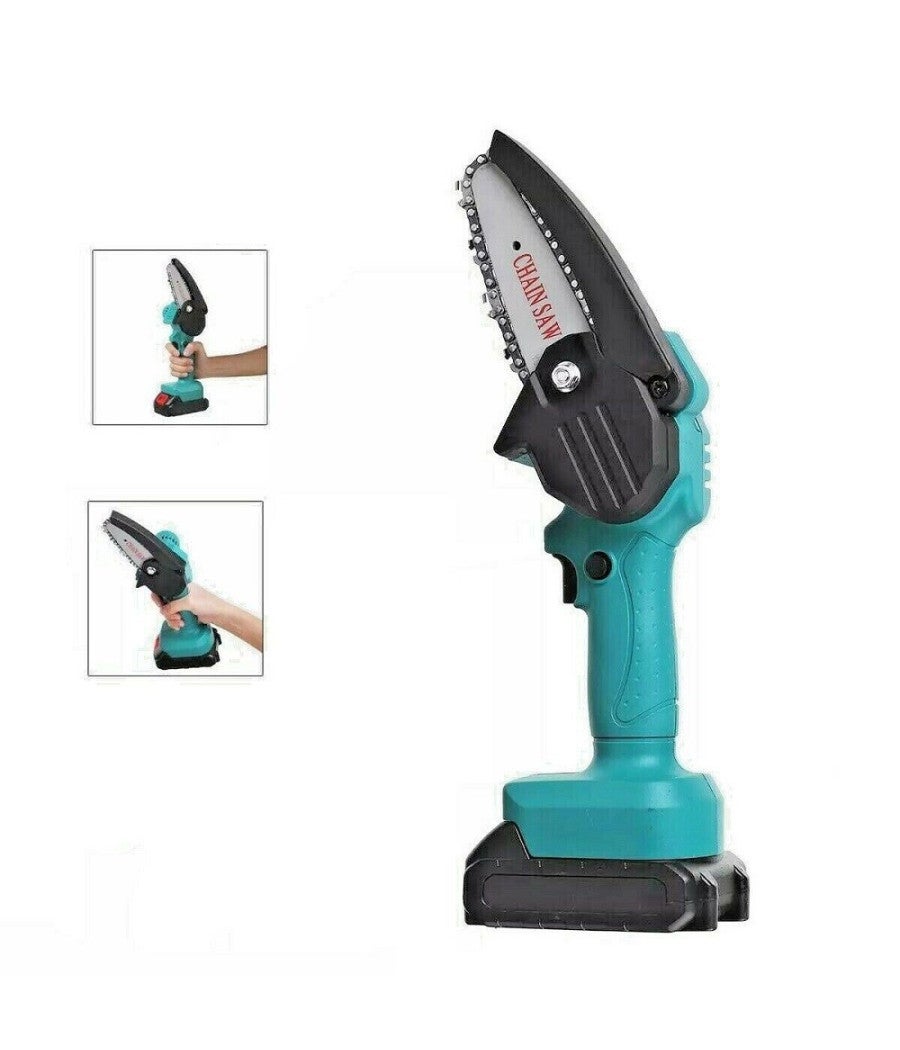 Mini Motosega Elettrica A Batteria 24V – Tagliarami Senza Fili Con Batteria Inclusa