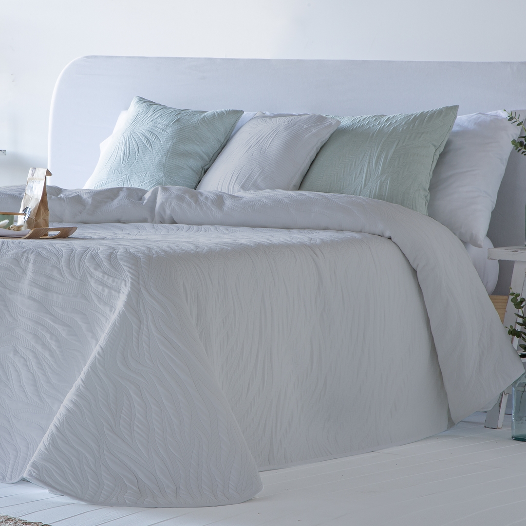 Colcha jacquard reversible algodón nahia gris - cama 90 cm - 180x270 cm