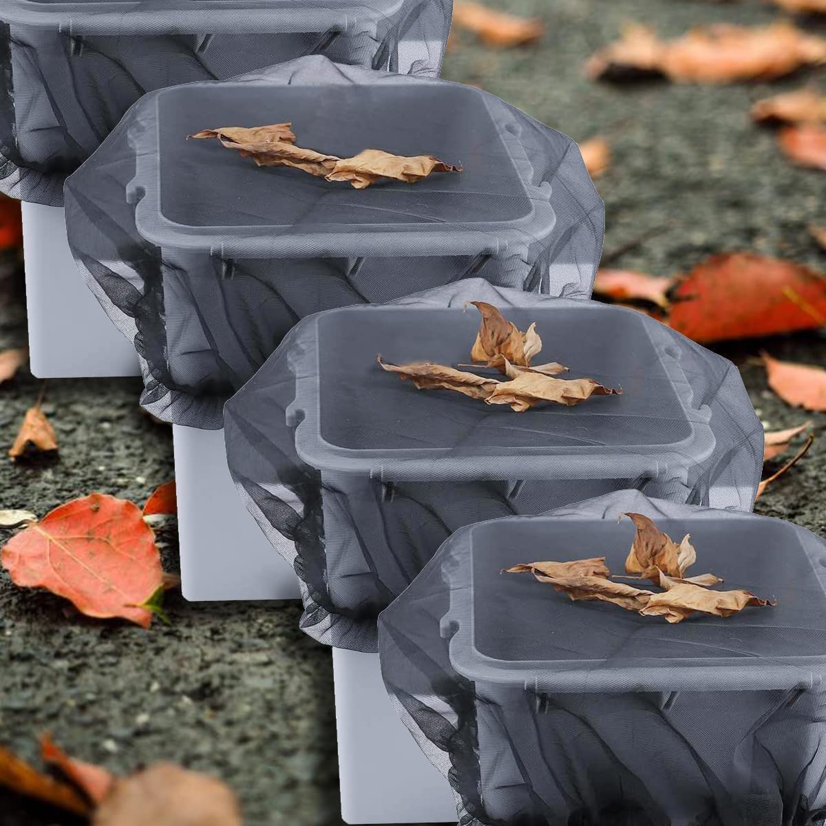 10pcs Filet de protection ajustable pour tonneau de pluie avec cordon de serrage, protection contre les feuilles - Ø 75 cm - 5