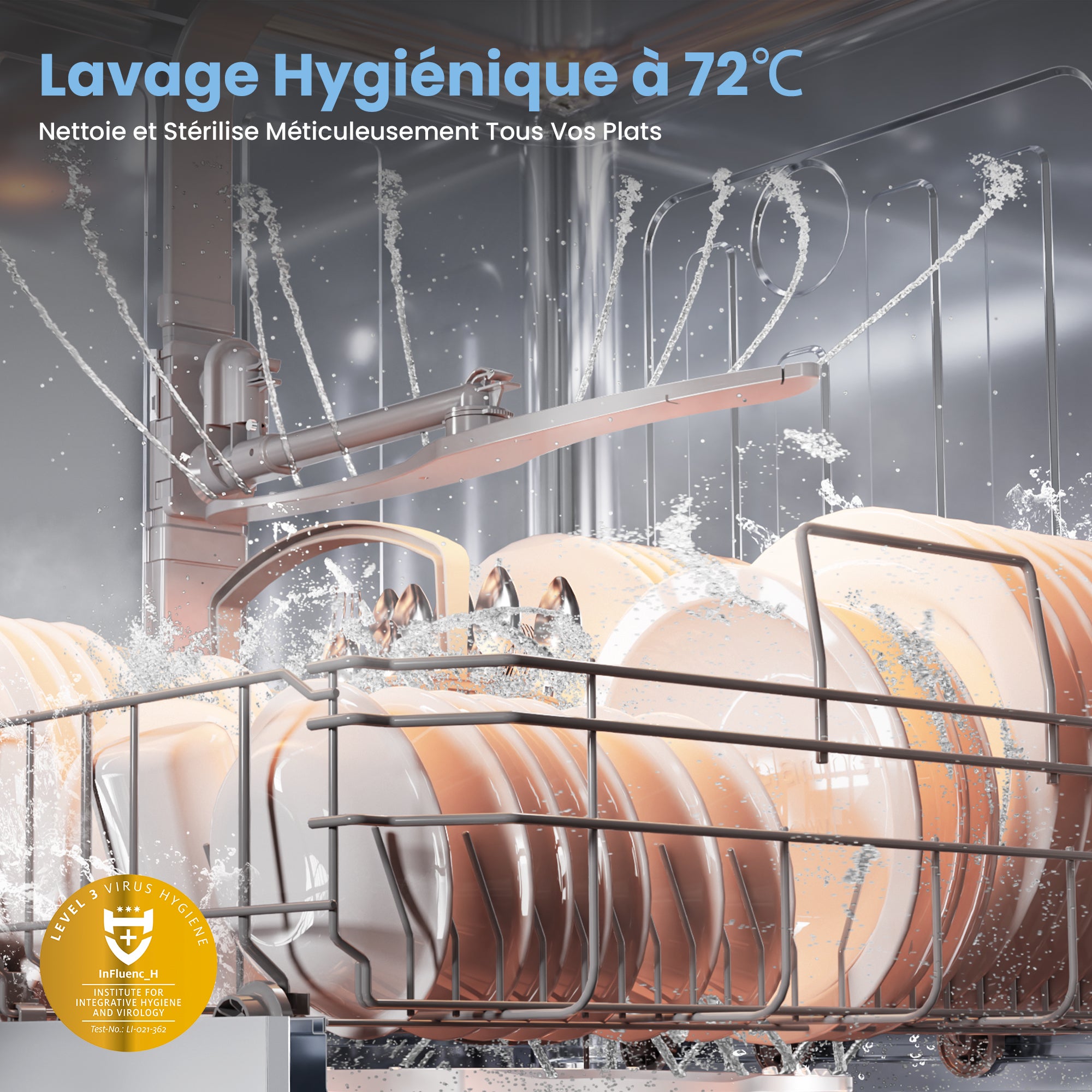 COMFEE Lave-Vaisselle Pose Libre 60cm, 49dB avec 12 couverts, Hygiene Lavage, Départ Différé, Demi-Charge - Blanc [Energy Classe D] - 3