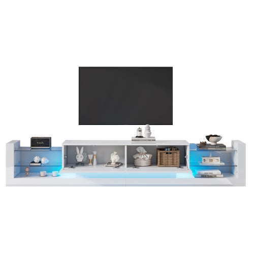 Meuble TV Flottant YITAHOME 148 Cm Pour écran Jusqu'à 65" - Rangements, Lumières RGB, Portes Acrylique, Design Moderne - 12