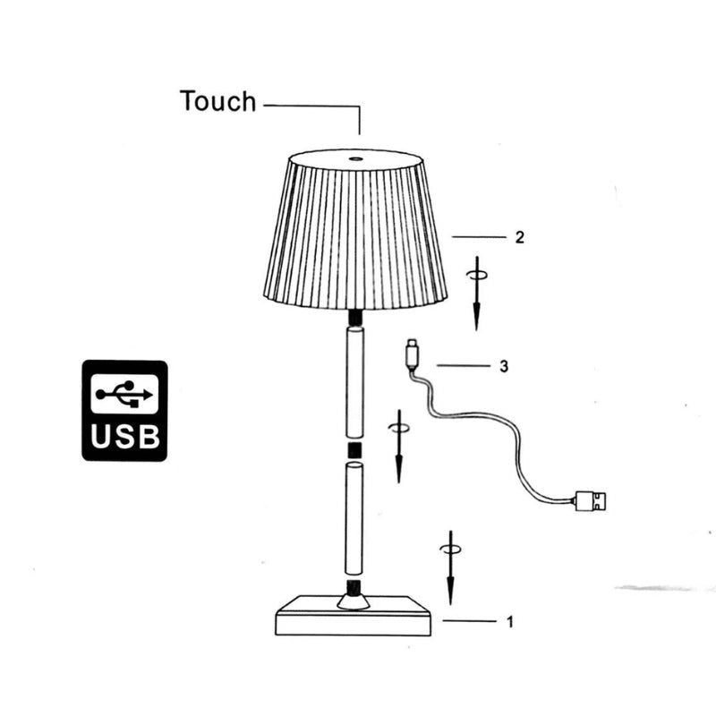 Lampe de Table Rechargeable Tactile Noire Design 3W CCT - 3000K/4200K/6400K - SILAMP - 5
