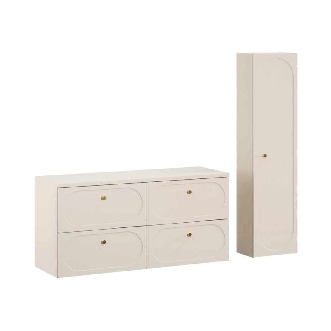 Conjunto tornado beige: muebles bajo lavabo 120cm + encimera para lavabo + columna de almacenamiento