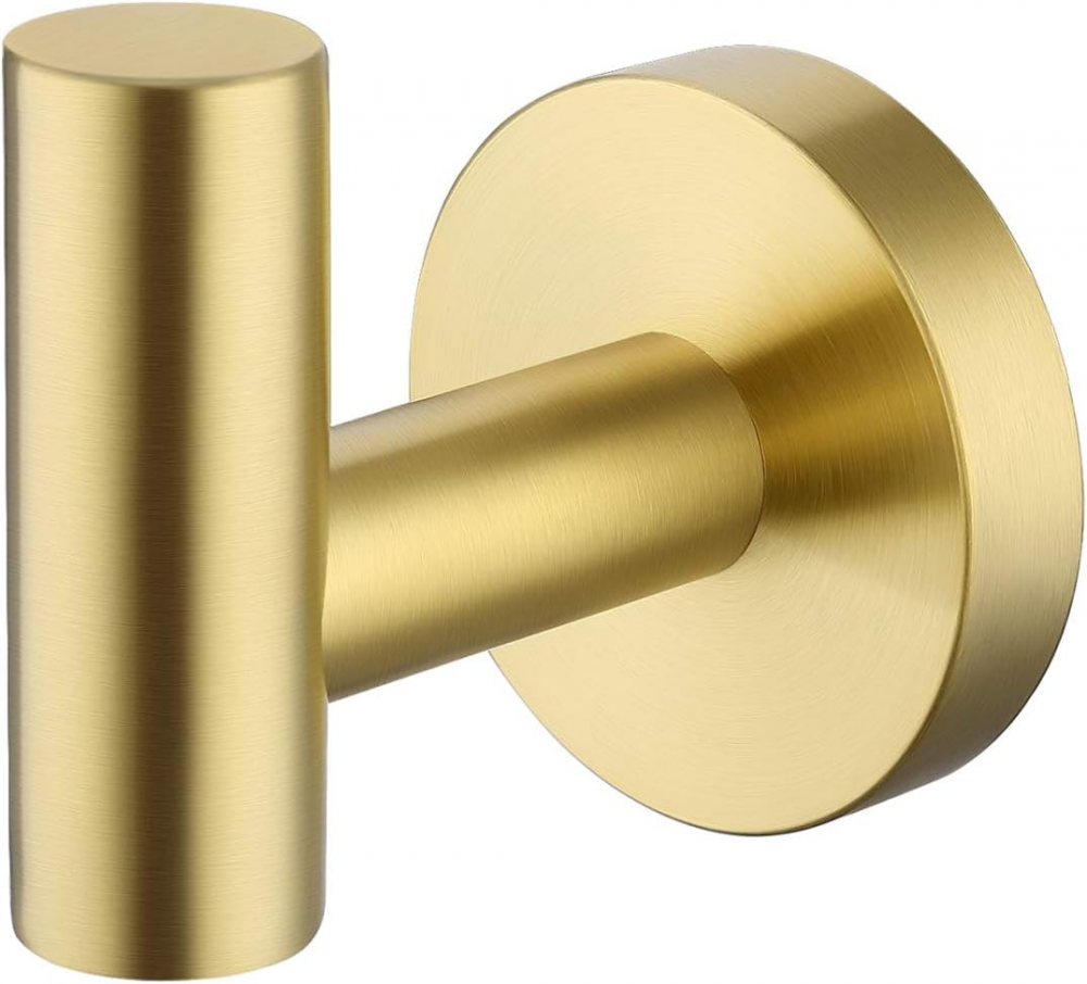 Okrągły wieszak ścienny do łazienki, wieszak łazienkowy ze stali nierdzewnej 304 w kolorze złotym