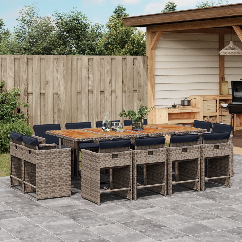 Salon bas de jardin en Rattan synthétique Gris 13 personnes | Leroy Merlin