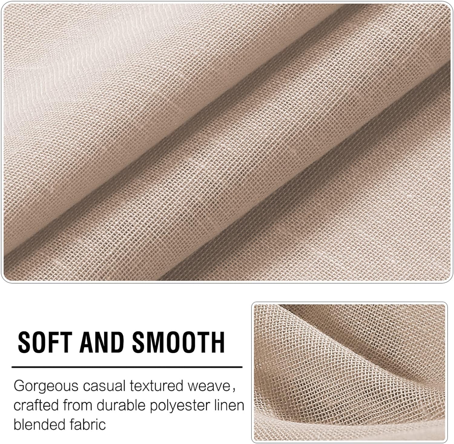 Rideaux en lin avec œillets, 2 pièces Rideaux en tulle, Rideaux à œillets, Rideau de fenêtre de salon, 132 x 160 cm (naturel) Couleur） - 3