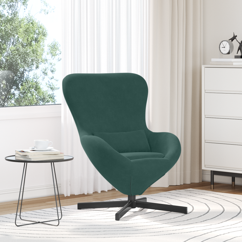 Fotel jajo Ciemna zieleń 63 x 73 x 90 cm Aksamit vidaXL