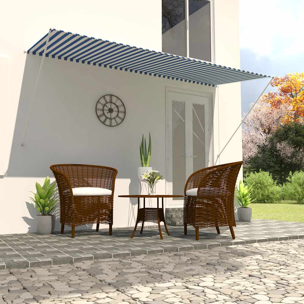 Markiza zwijana, 300 x 150 cm, biało-niebieska vidaXL