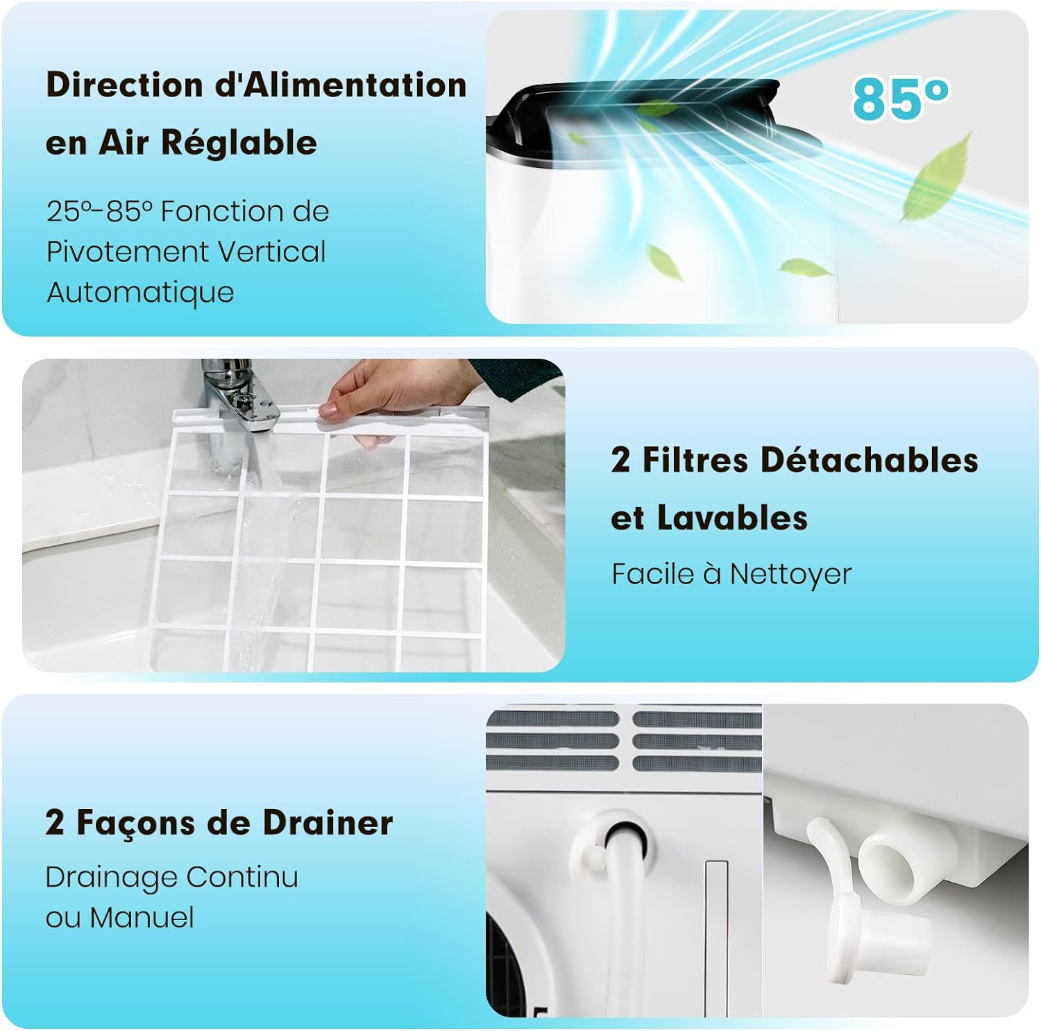 Ar Condicionado Portátil 5 em 1 12000BTU, 25㎡, R290, 3,5kW, Aquecimento, Refrigeração, Desumidificação, Ventilador, Modo Noturno, Temporizador 24h - 2