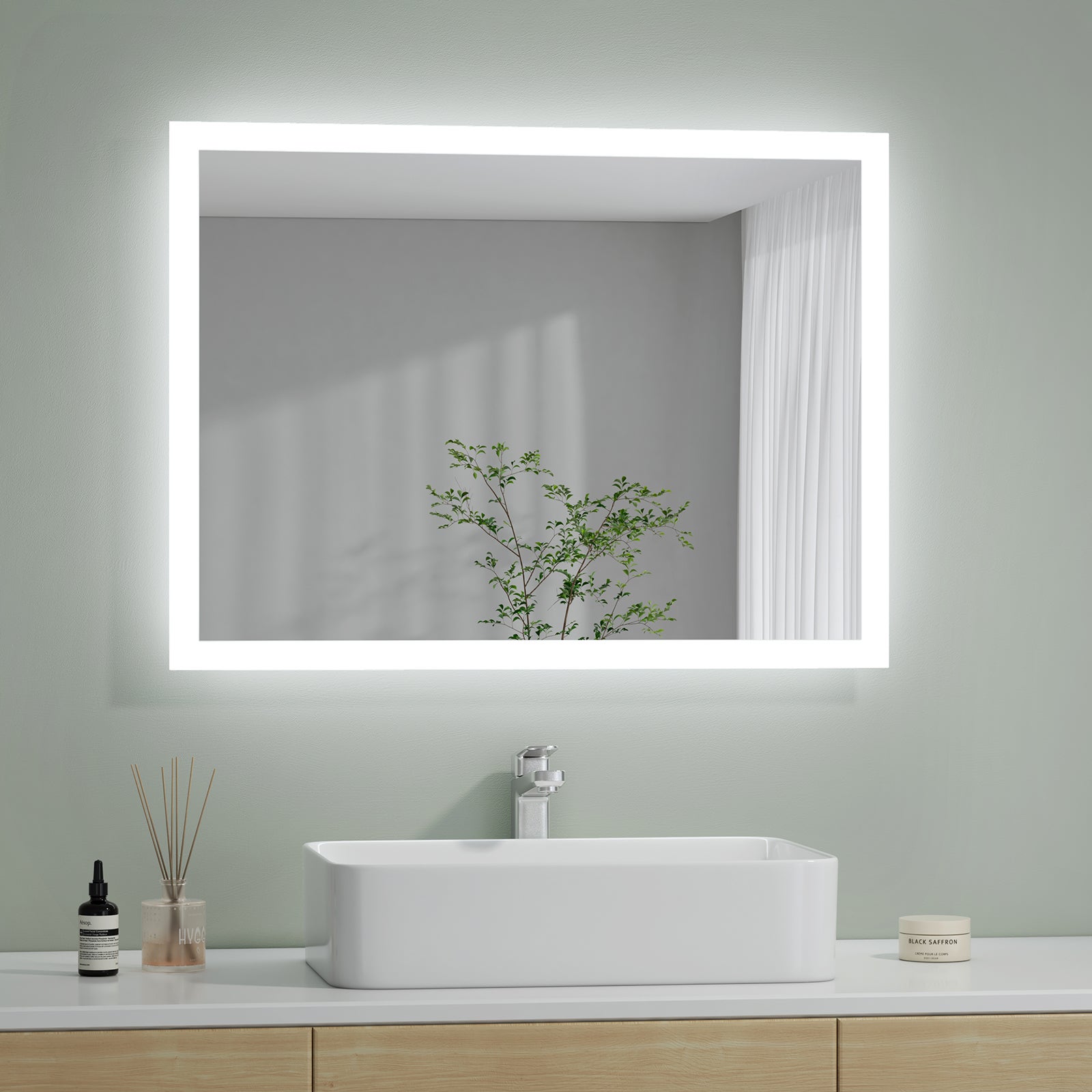Miroir De Maquillage LED S'AFIELINA 50cm - Éclairage Hollywood, 3 Températures De Couleur, Tactile, Rotation 360° - Blanc
