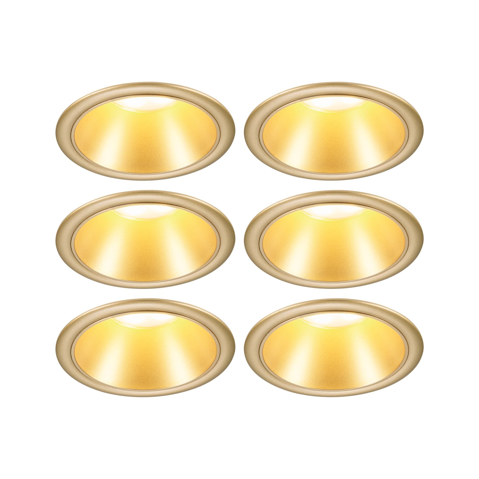 Spot encastré LED 3-Step-Dim Cole Coin Kit de 6 IP44 rond 88 mm Coin 6x6W 6x470lm 230V gradable 2700K Doré mat - 2