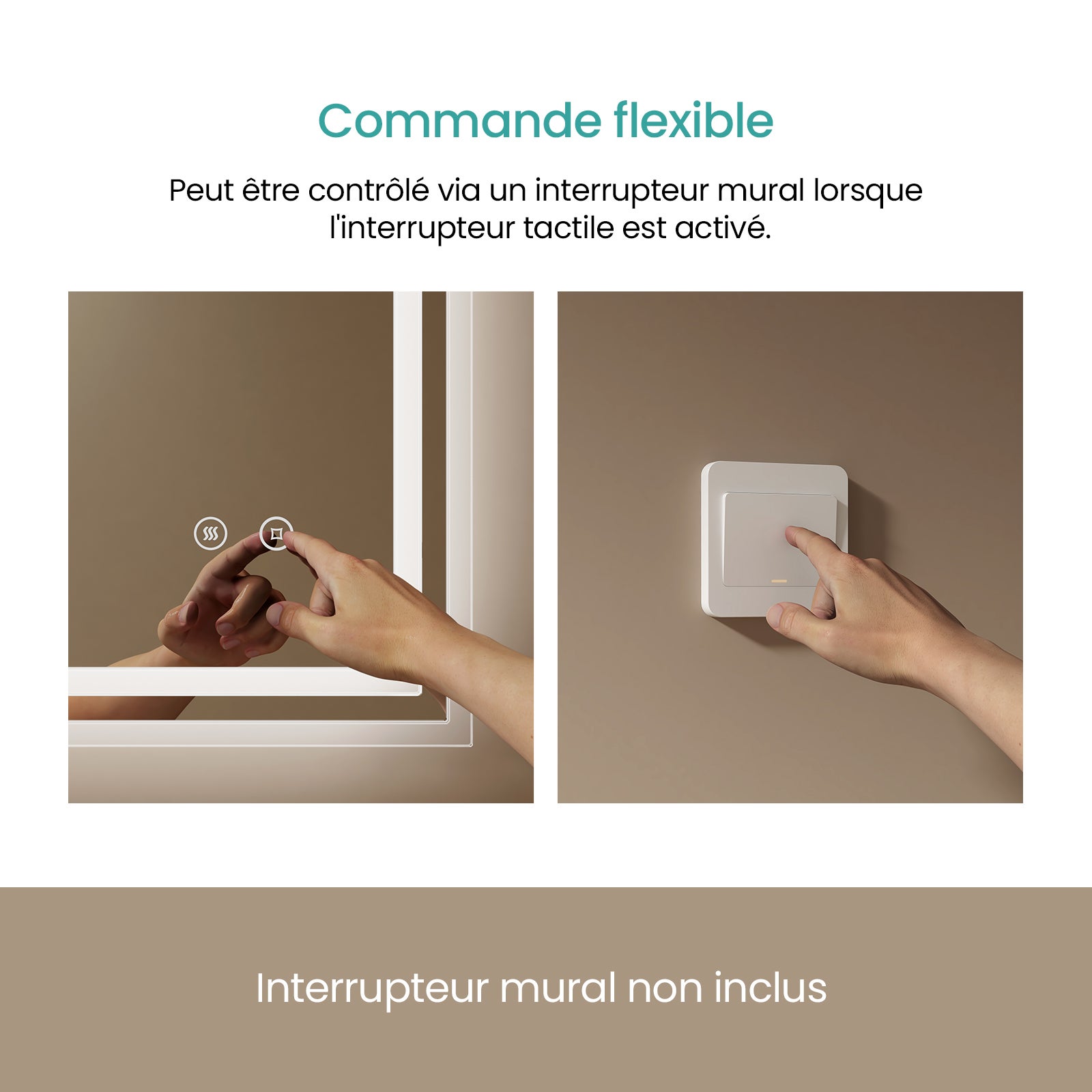 Dripex Miroir Salle De Bain LED Anti-Buée 50x70 Cm – Lumière Blanc Froid Tactile