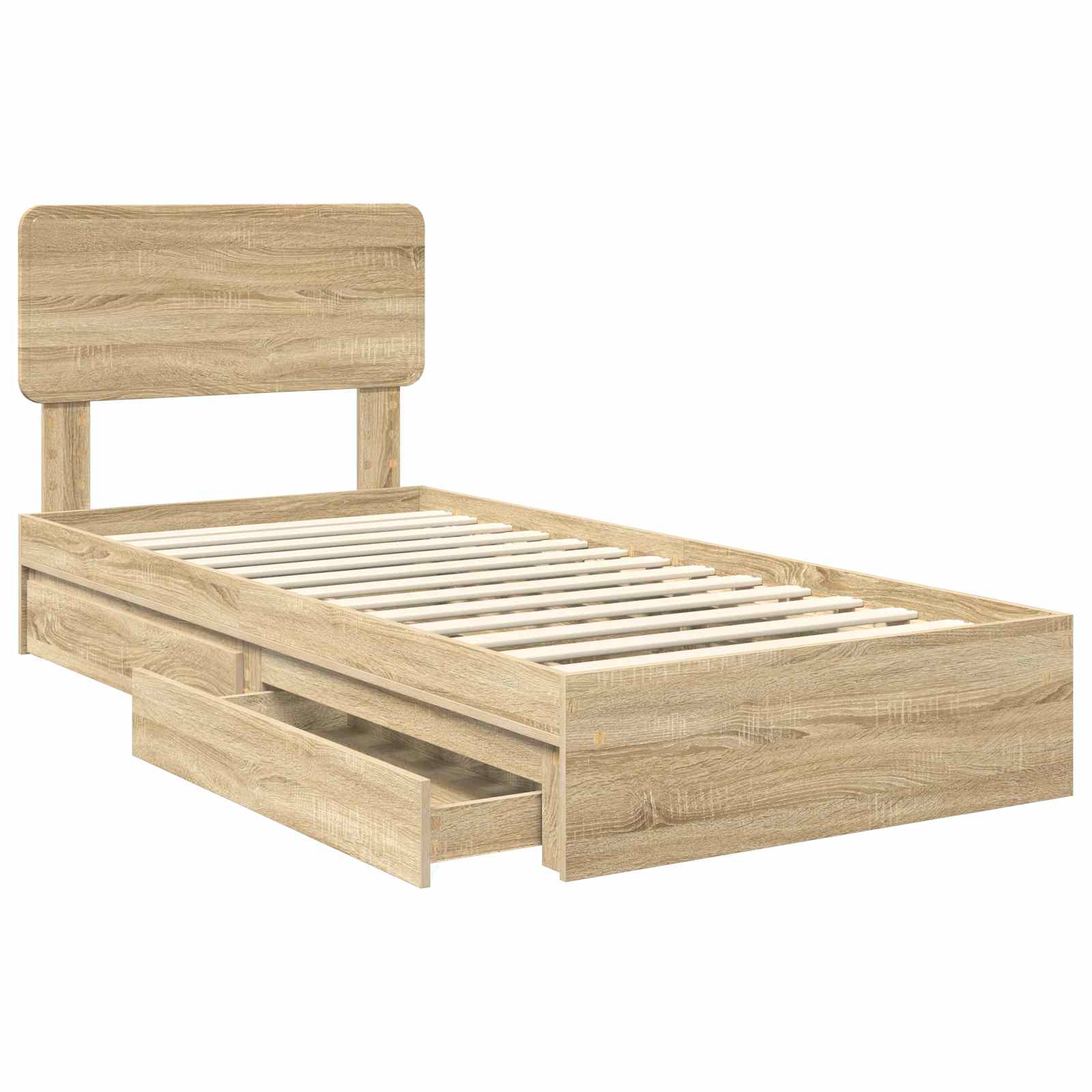 Lit de rangement chêne 75 x 190 cm panneau de bois - 5