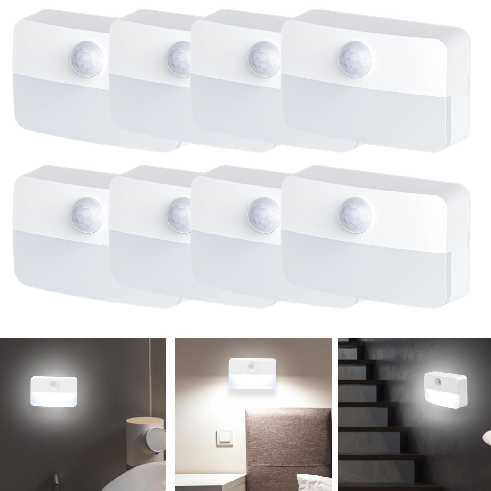 Luz Led Adhesiva Luz Nocturna LED Con Sensor De Movimiento, Paquete De 2, Luz Nocturna Led Con Sensor De Movimiento Paquete 2 Luz Adhesiva Luces Pared Armario Escalera Activada Por Movimiento Para
