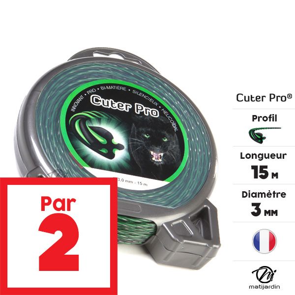 Fil nylon Cuter'pro 3 mm x 15 m Hélicoïdal Blister par 2 - 2