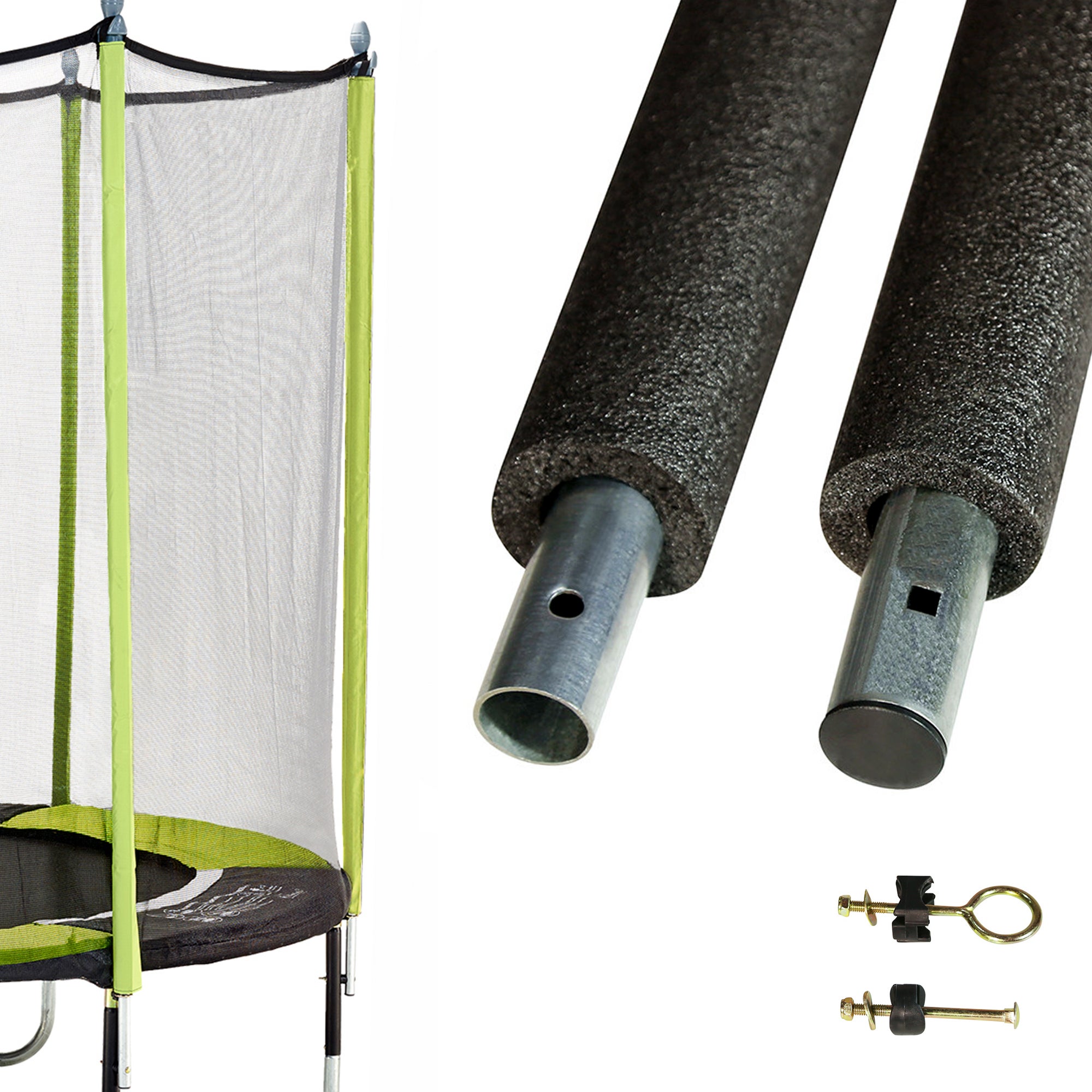 Barres De Filet Trampoline 176/196 Cm – Poteaux De Rechange Avec Mousse Anti-Collision, Pièces Détachées Pour Trampoline 6-16 Pieds