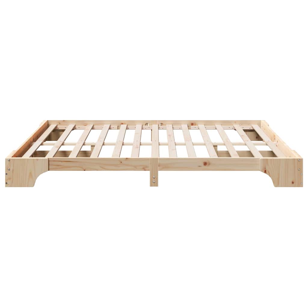 Estructura de cama de madera maciza de pino natural, 200 × 200 cm - 6