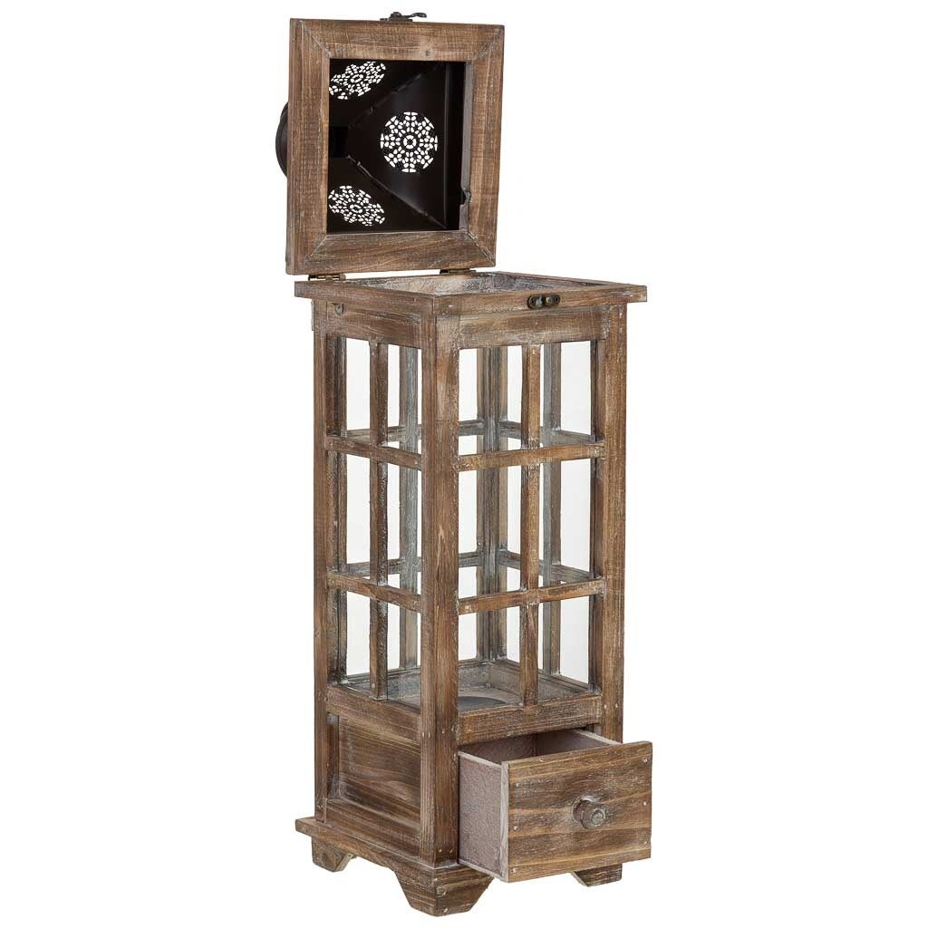 Farol de madera marrón 18x18x57.5h cm - 5