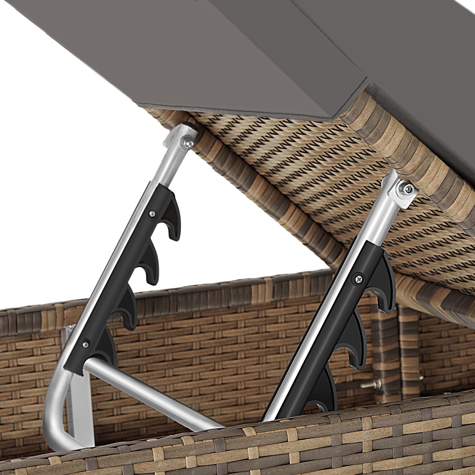 Set di 2 lettini prendisole in rattan resina e alluminio con copertura protettiva tavolo colore naturale TECTAKE - 7