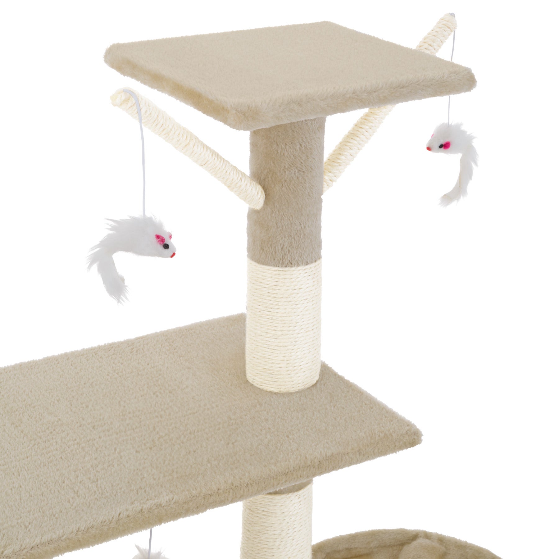 Arbre à chat de 142 cm de hauteur avec griffoir, hamac et peluches TECTAKE - 4