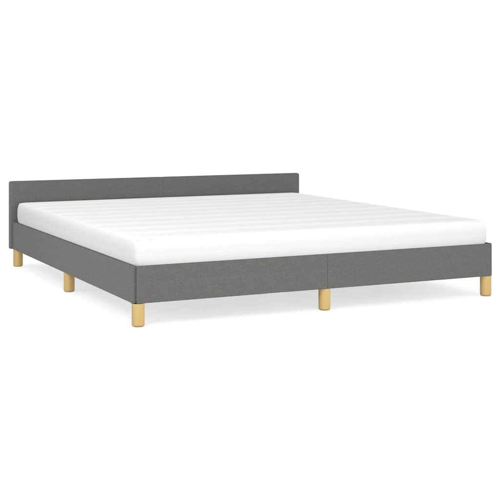 Cadre de lit sans matelas gris foncé 160 x 200 cm tissu - 2