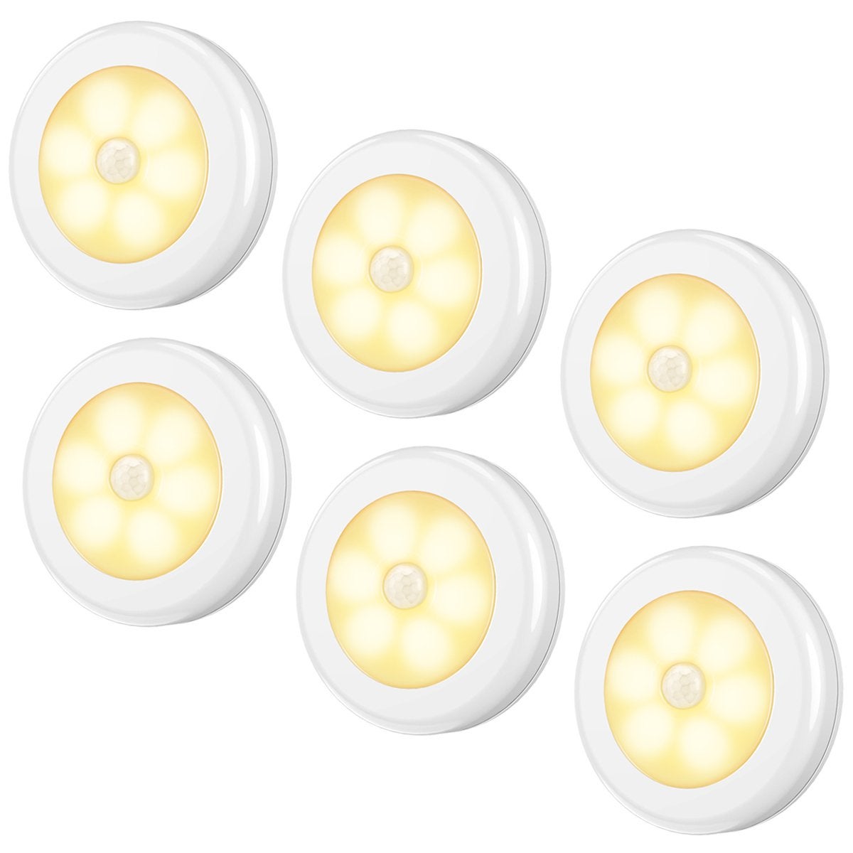 Lot de 6 lampes à détecteur de mouvement, veilleuse LED sans fil