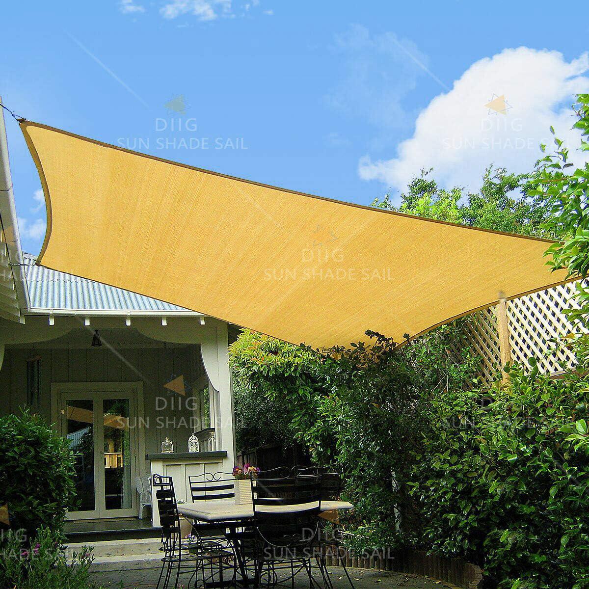 Prostokątny żagiel przeciwsłoneczny z tkaniny PEHD, 3 x 4 m, parasol, balkon, taras, ogród, basen, kolor piaskowy