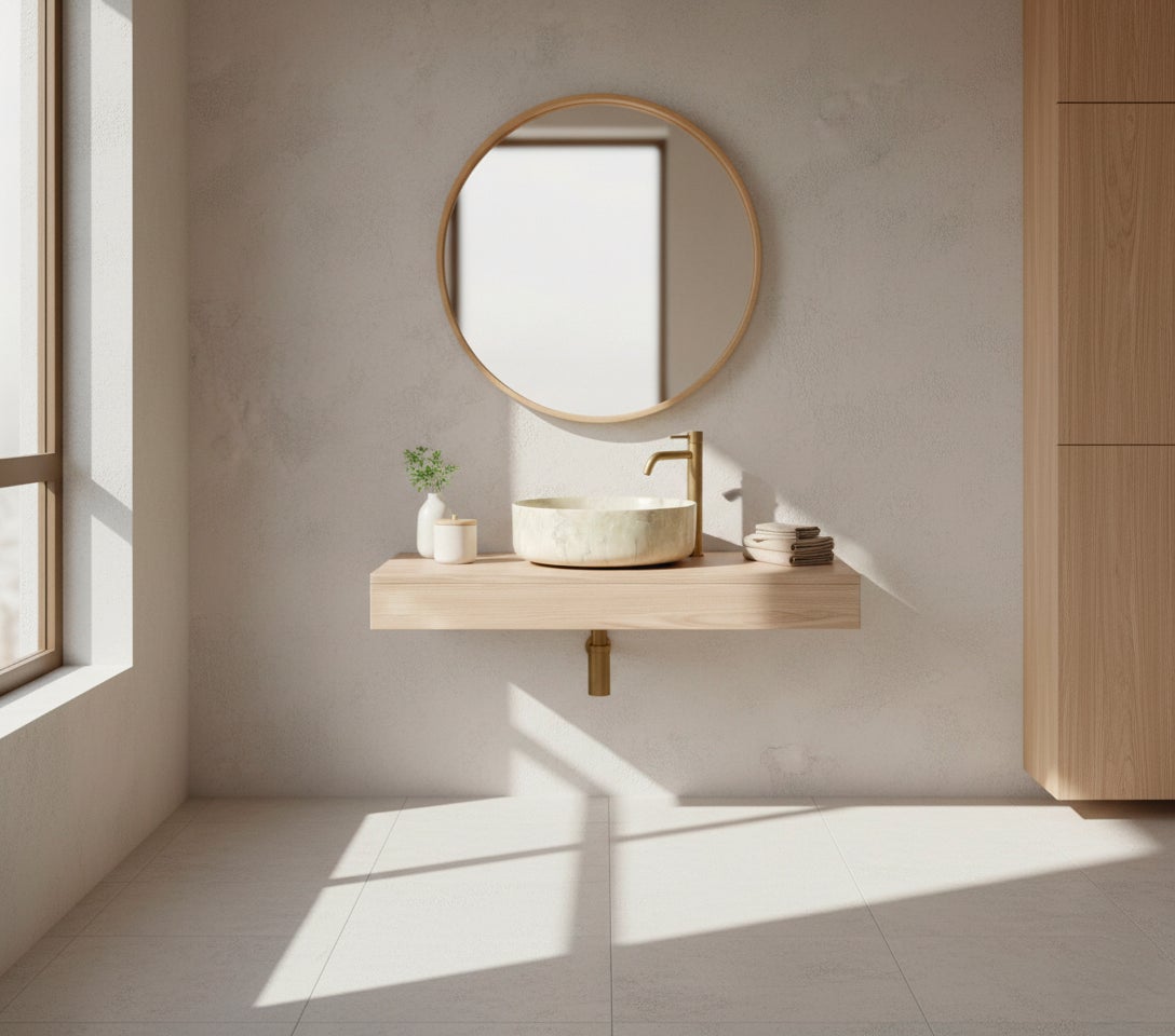 Lavatório de porcelana DALLAS CIRCULAR Travertino 360x120 mm - 3