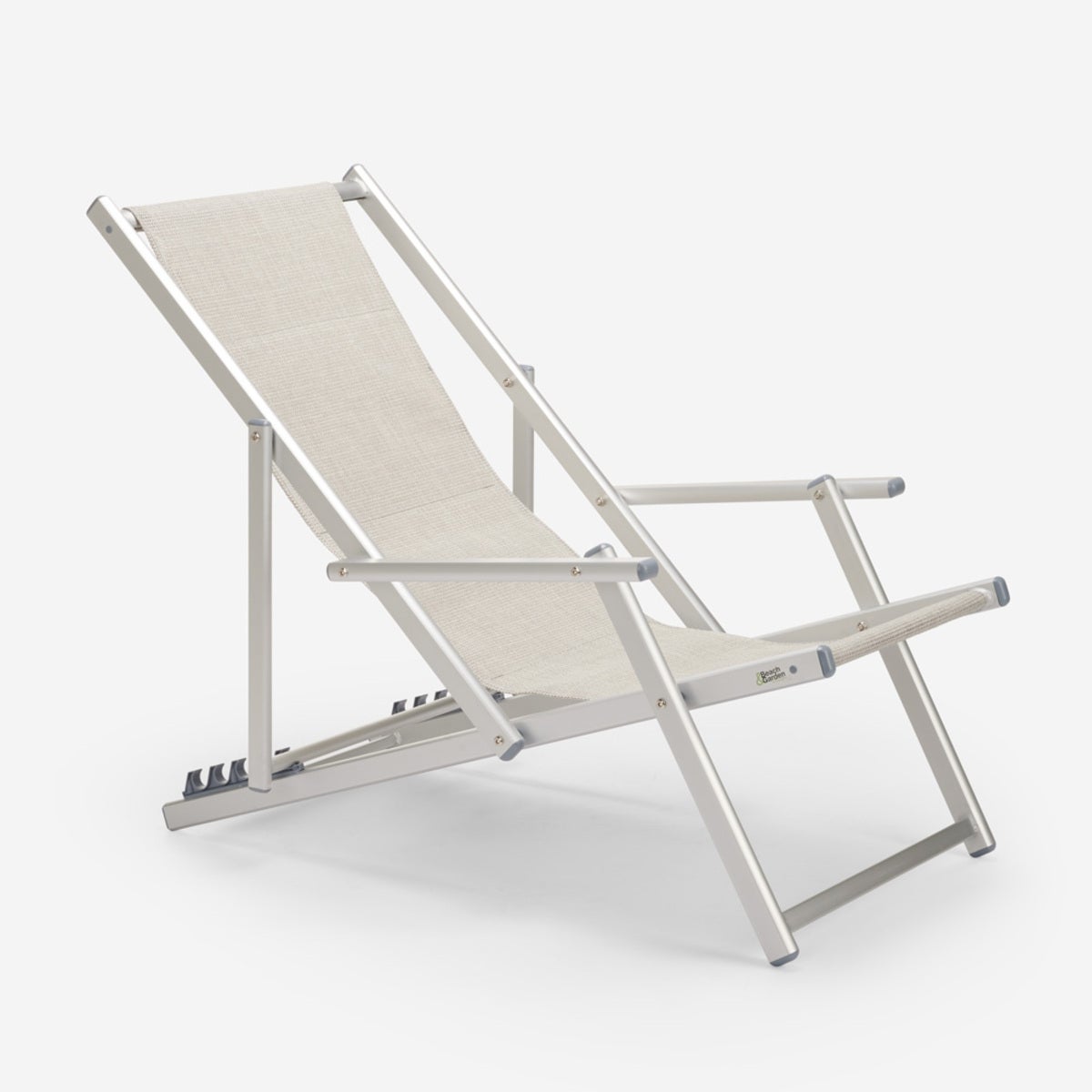 4 chaises de plage pliantes mer accoudoirs aluminium Riccione Gold Lux Stock - 4