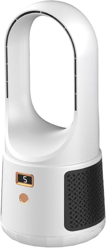 Cichy, bezłopatkowy wentylator biurkowy, 6 prędkości, ładowanie przez USB, biały