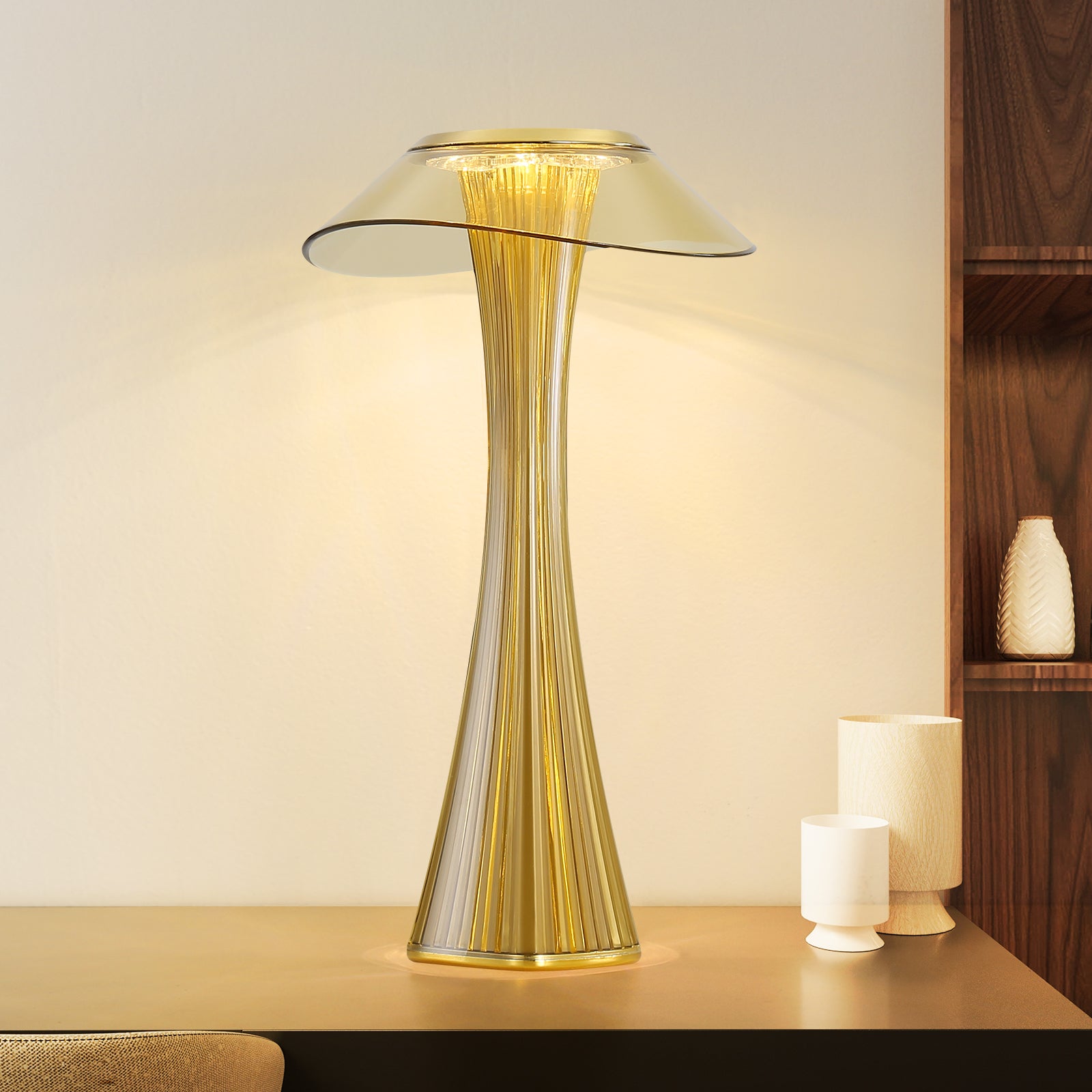 ZMH Dotykowa lampa stołowa LED z regulacją jasności (3000-6500K), w kolorze złotym, do sypialni, salonu, restauracji, hotelu