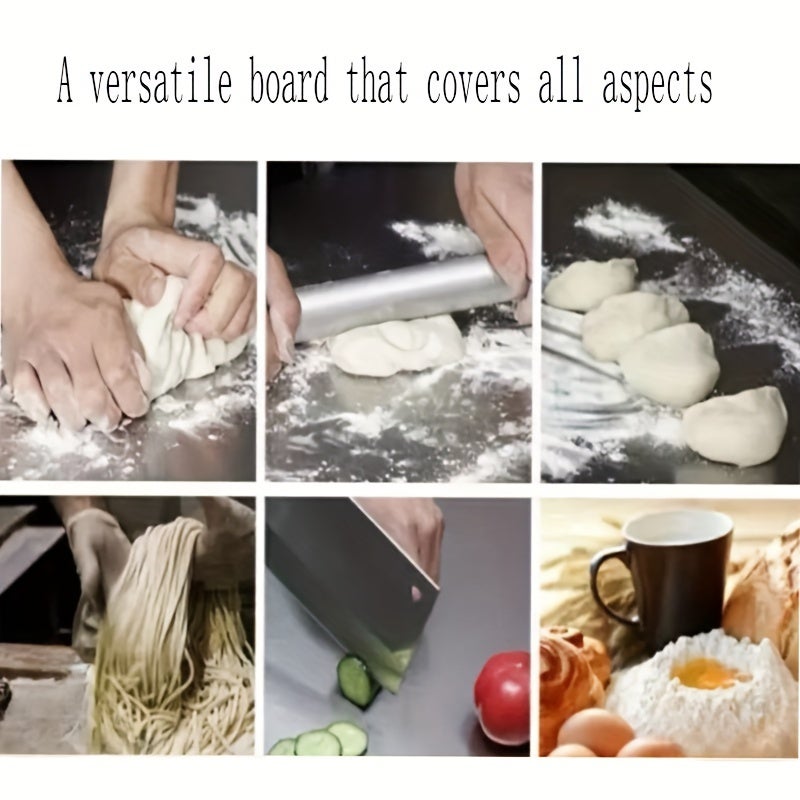 Tagliere da cucina in acciaio inossidabile 304, tagliere, facile da pulire, per stendere l'impasto, preparare i pasti, piano di lavoro - 9