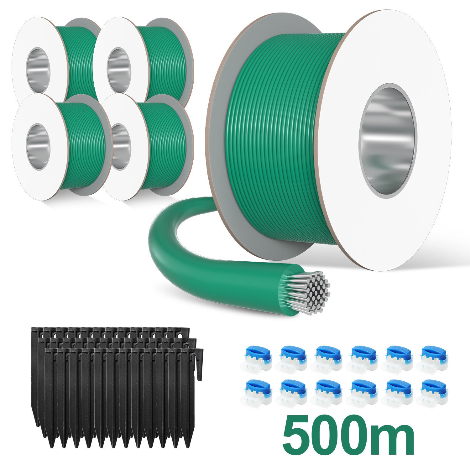 Kabel obwodowy 500 m do kosiarki automatycznej Łącznik kabla Słupki Haczyki Kabel