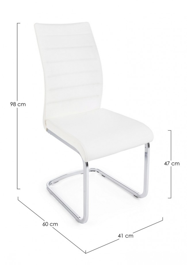 Chaise rembourrée moderne MYRA en éco-cuir blanc - 3
