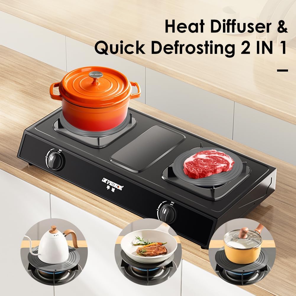 28cm Diffuseur de Chaleur en Alliage Aluminium, Plaque de Conduction Thermique pour Cuisinière à Gaz, Plateau Rond Antidérapant à Décongélation Rapide - 4