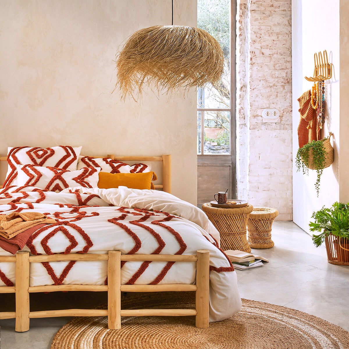 Housse de couette coton, Madiba - Blanc cassé + marron - 260 x 240 cm - 2