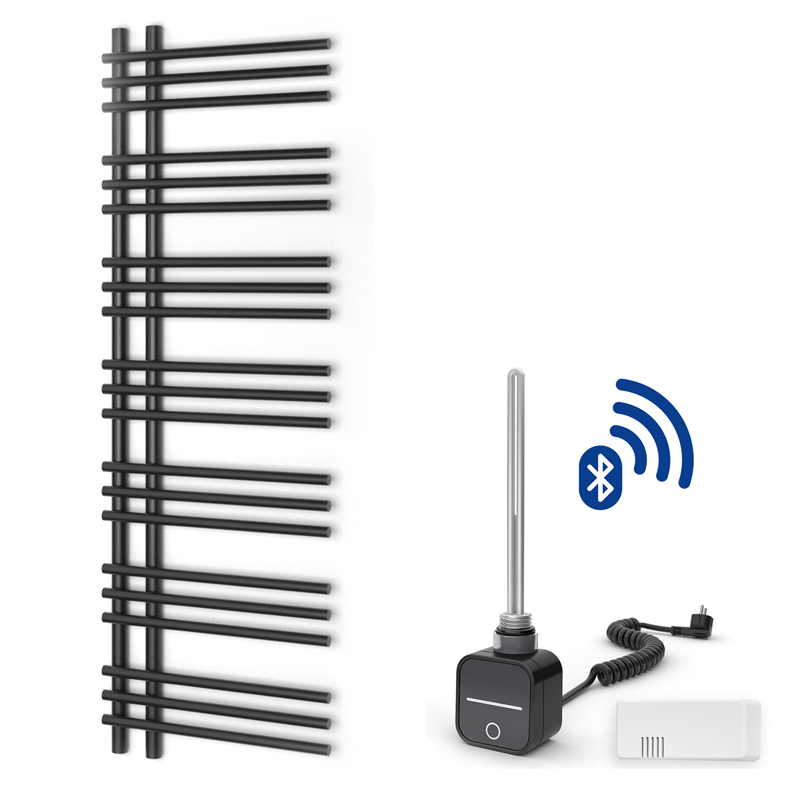 Grzejnik łazienkowy elektryczny drabinka 50x150cm grzałka programator antracyt/czarny Warmtec Brillo