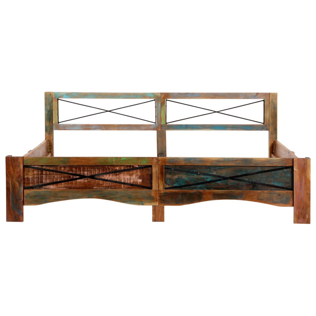 Cadre de lit sans matelas en bois de récupération massif 180 x 200 cm - 3