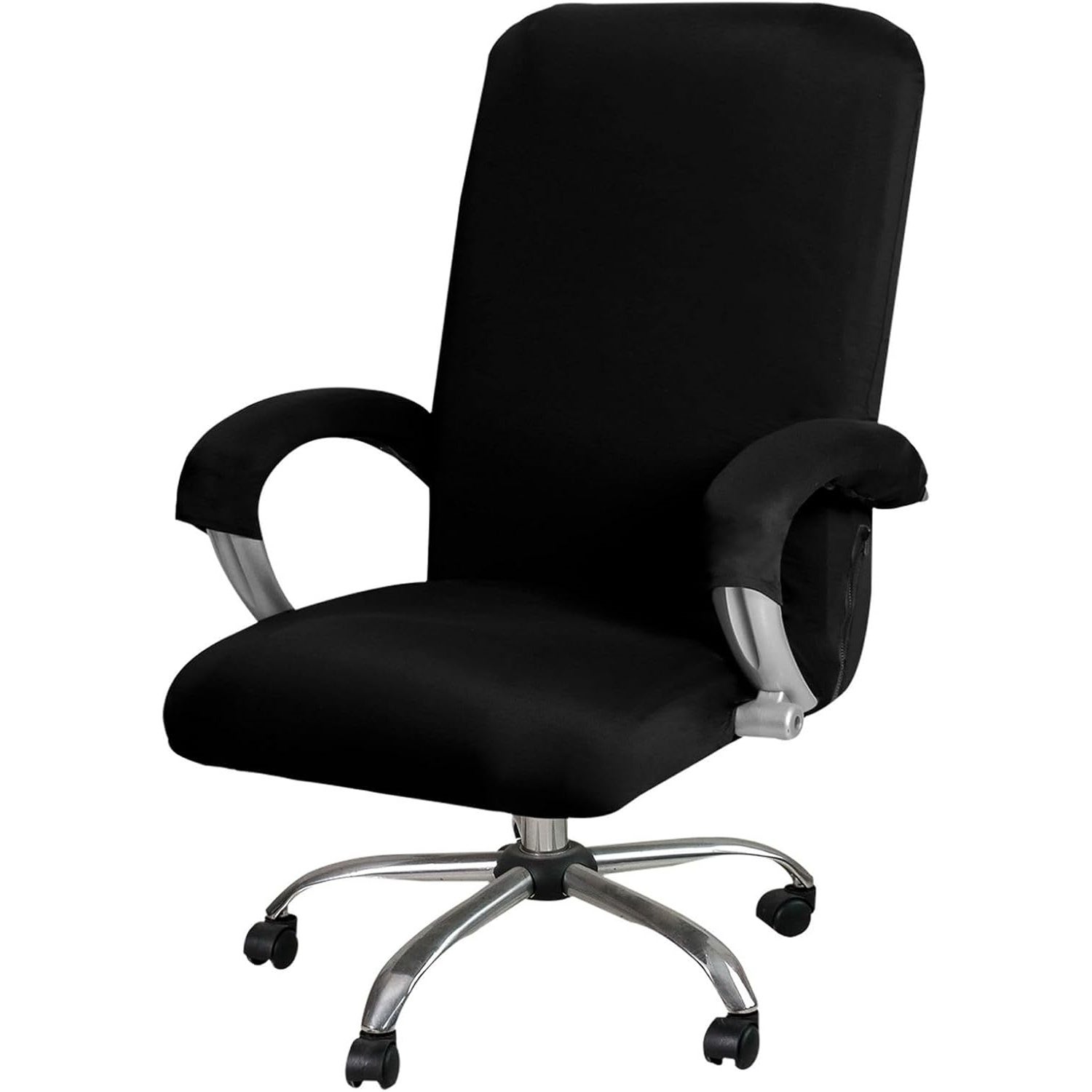 Bieiyhe Lot De 2 Housses Fauteuil Bureau Noir – Housse Chaise Pivotante Élastique, Lavable, Universelle 45-48 Cm