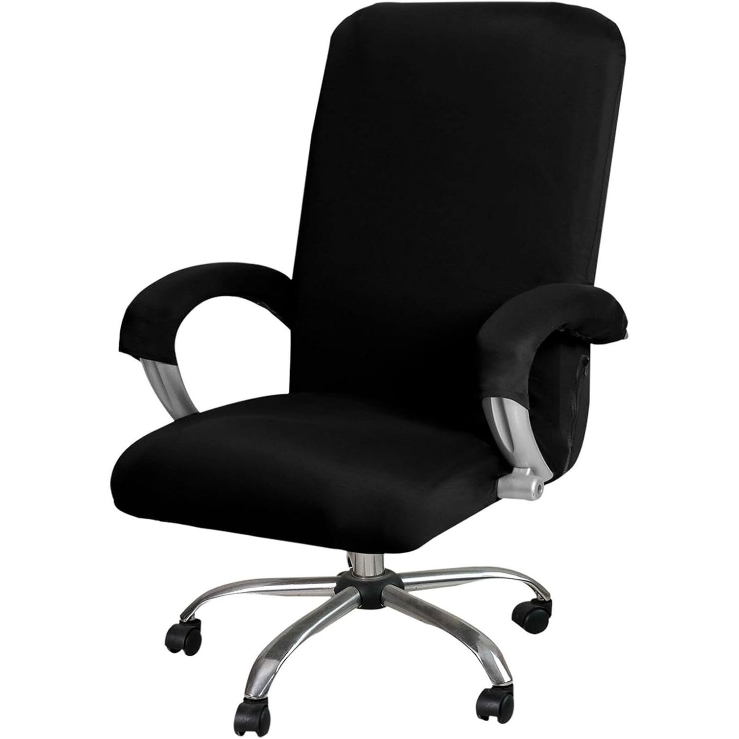 Bieiyhe Lot De 2 Housses Fauteuil Bureau Noir – Housse Chaise Pivotante Élastique, Lavable, Universelle 45-48 Cm