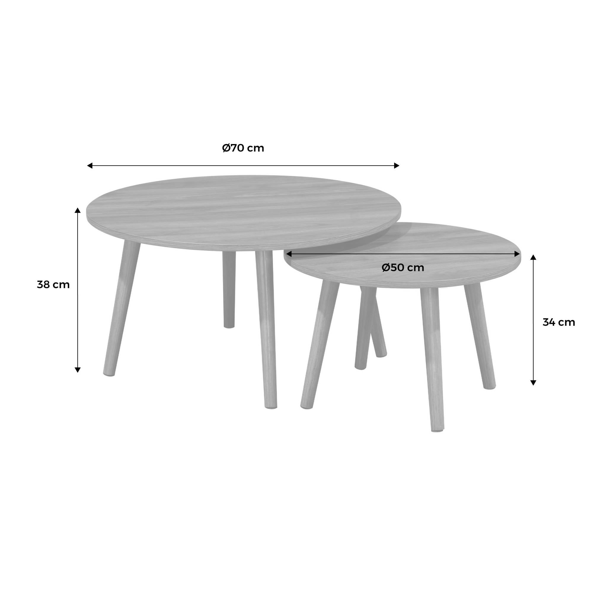 Lot de 2 tables basses rondes décor bois de noyer Népal NEPAL - 8