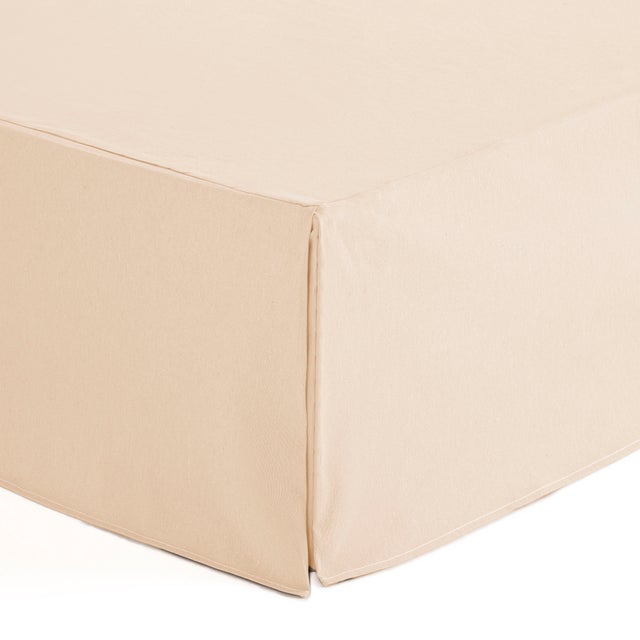 Cache-sommier uni haut 30 cm en coton lit 150x200x30 cm coloris Écru