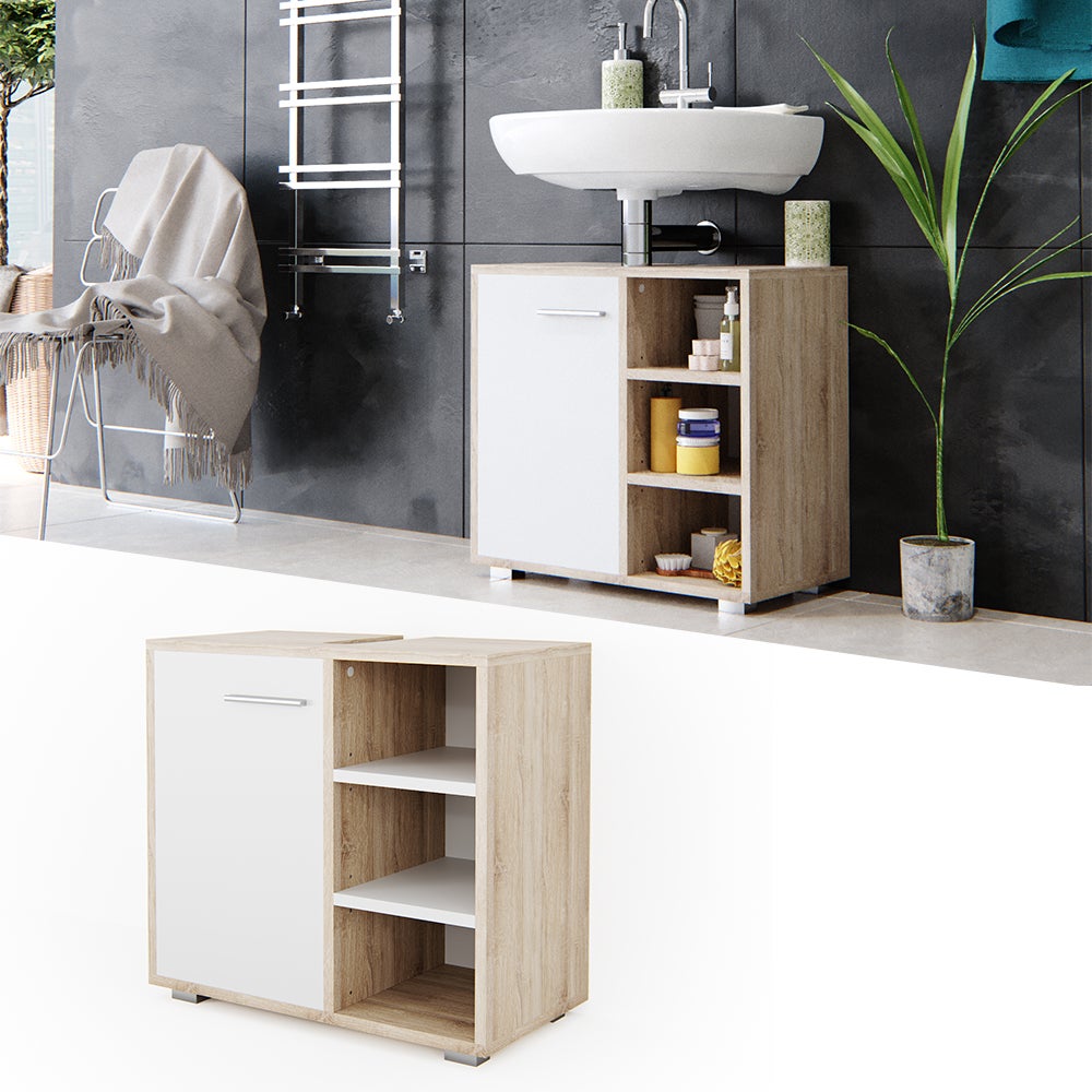 Meuble Sous Vasque Vicco Perry Blanc Et Béton – 60 Cm, Neuf Sous Emballage
