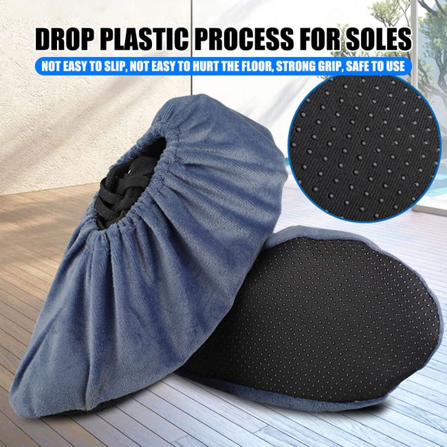 6 Paires Surchaussures Lavable Couvre-Chaussure Anti Glisse Réutilisables Antidérapant Surchausson avec Flanelle Pantoufle pour Protection de Sol - 5
