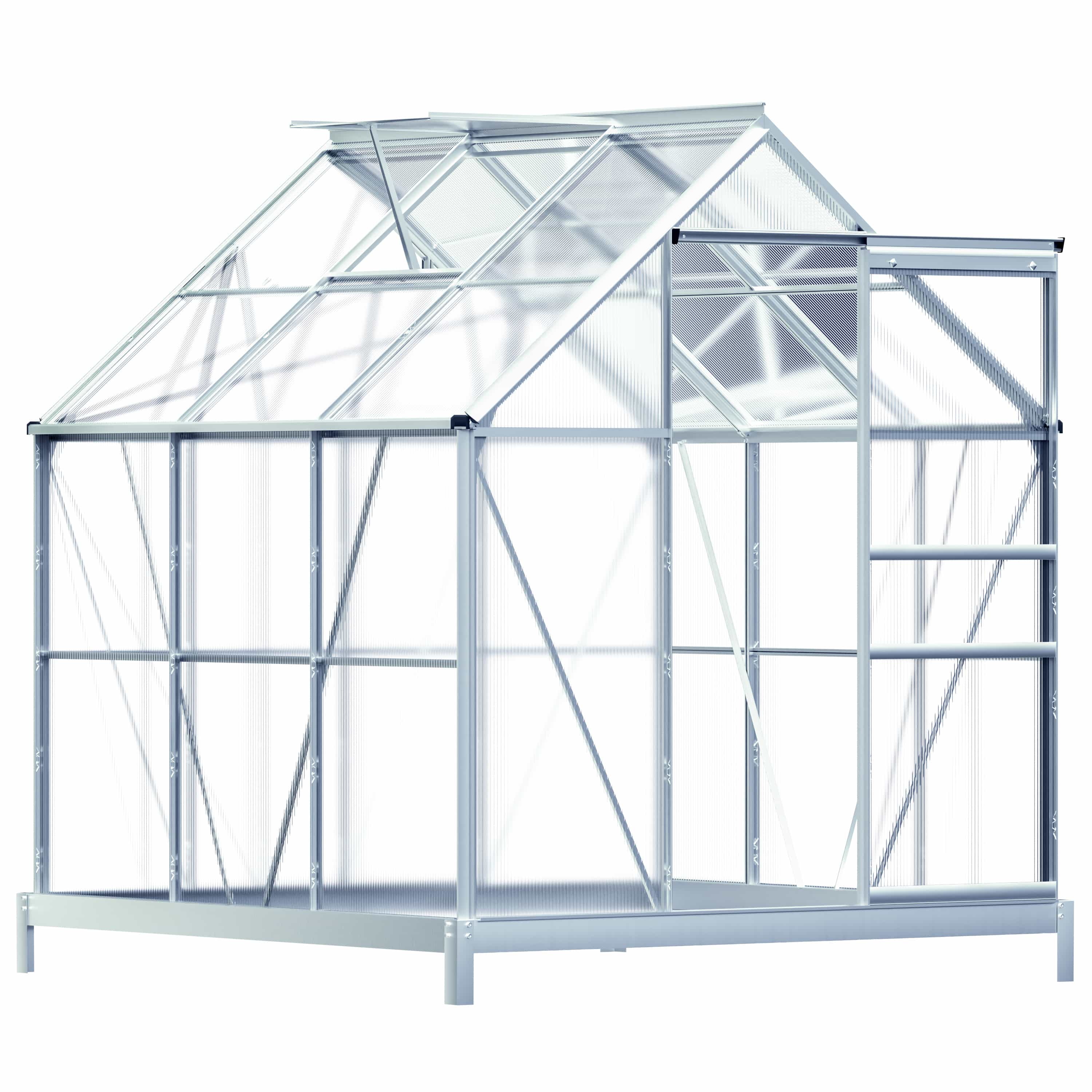 Serre de jardin aluminium 3,7m² avec fondation 190x190x195cm fenêtre de toit serre légumes herbes plantes 5,85m³ jardinage - 3
