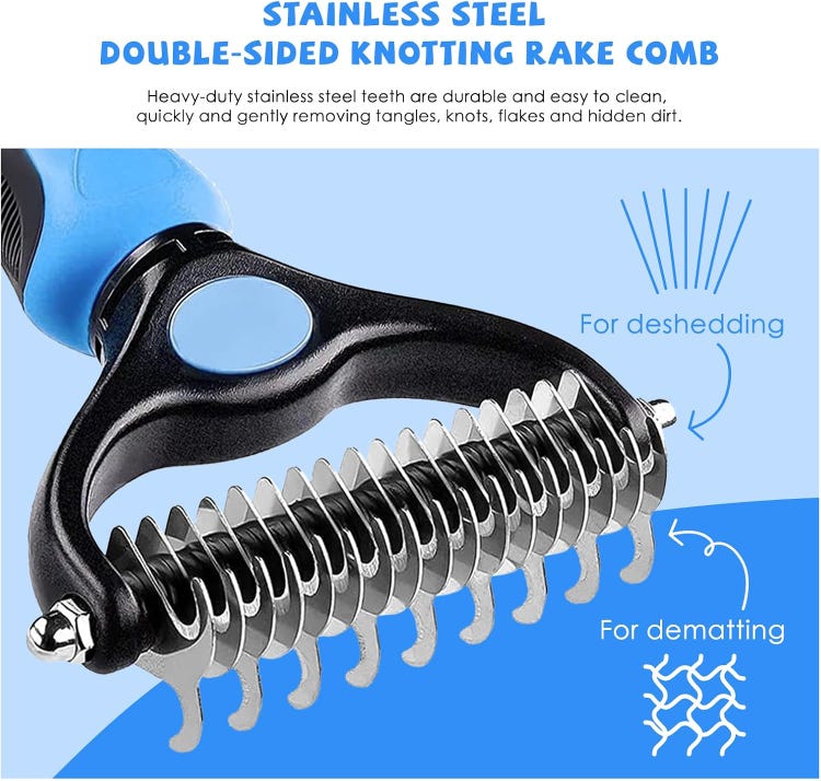 Escova para higiene de cães e gatos – Pente desembaraçador para pêlo comprido – Rastelo profissional para subpêlo - 4